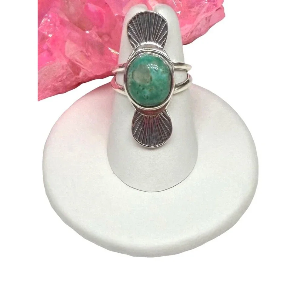 Arizona Mohave Turquoise Ring Size 6 Solid 925 Sterling Silver